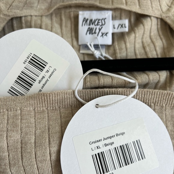 Princess Polly Two Piece Set Cruiser Sweater Ribbed Beige NWT - Picture 4 of 7
